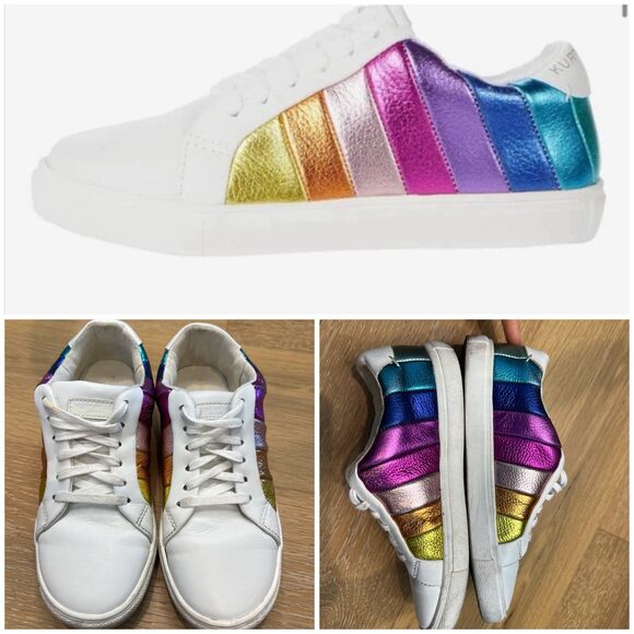 Kurt Geiger London shoes sz 5 Mini Lane Stripe Rainbow Signature - Picture 1 of 10